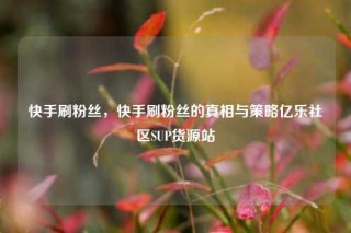 快手刷粉丝，快手刷粉丝的真相与策略亿乐社区SUP货源站