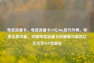 电信流量卡，电信流量卡19元200g官方办理，探索无限可能，中国电信流量卡的便捷与高效亿乐社区SUP货源站