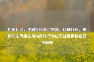 代刷社区，代刷社区低价货源，代刷社区，揭秘非法网络交易与欺诈行为亿乐社区低价自营货源站