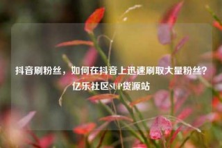 抖音刷粉丝，如何在抖音上迅速刷取大量粉丝？亿乐社区SUP货源站