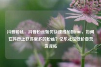 抖音粉丝，抖音粉丝如何快速增加到1000，如何在抖音上获得更多的粉丝？亿乐社区低价自营货源站