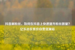 抖音刷粉丝，如何在抖音上快速提升粉丝数量？亿乐社区低价自营货源站