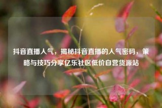 抖音直播人气，揭秘抖音直播的人气密码，策略与技巧分享亿乐社区低价自营货源站