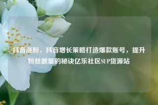 抖音涨粉，抖音增长策略打造爆款账号，提升粉丝数量的秘诀亿乐社区SUP货源站