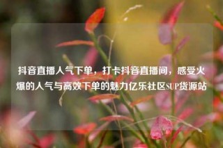 抖音直播人气下单，打卡抖音直播间，感受火爆的人气与高效下单的魅力亿乐社区SUP货源站