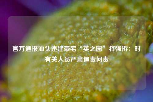 官方通报汕头违建豪宅“英之园”将强拆：对有关人员严肃追责问责  第1张