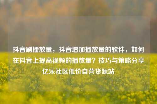 抖音刷播放量	，抖音增加播放量的软件，如何在抖音上提高视频的播放量？技巧与策略分享亿乐社区低价自营货源站  第1张