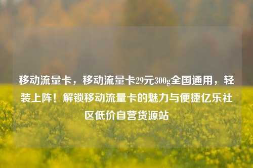 移动流量卡，移动流量卡29元300g全国通用，轻装上阵！解锁移动流量卡的魅力与便捷亿乐社区低价自营货源站  第1张