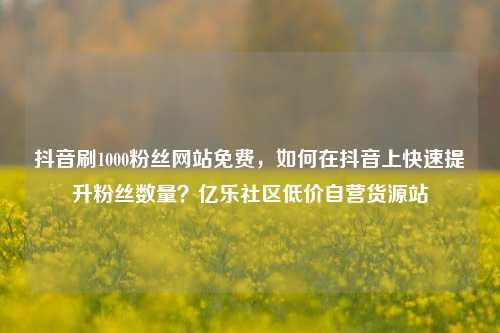 抖音刷1000粉丝网站免费，如何在抖音上快速提升粉丝数量？亿乐社区低价自营货源站  第1张