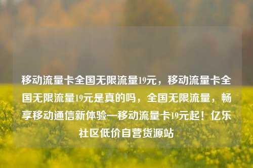移动流量卡全国无限流量19元	，移动流量卡全国无限流量19元是真的吗，全国无限流量，畅享移动通信新体验—移动流量卡19元起！亿乐社区低价自营货源站  第1张
