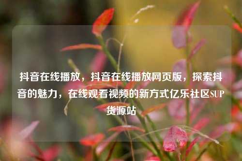 抖音在线播放	，抖音在线播放网页版，探索抖音的魅力，在线观看视频的新方式亿乐社区SUP货源站  第1张