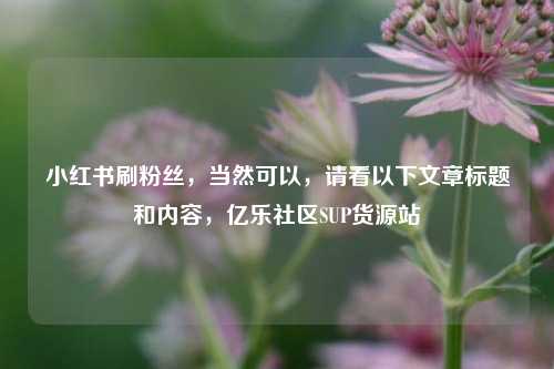 小红书刷粉丝	，当然可以，请看以下文章标题和内容，亿乐社区SUP货源站  第1张