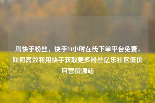 刷快手粉丝	，快手24小时在线下单平台免费，如何高效利用快手获取更多粉丝亿乐社区低价自营货源站  第1张