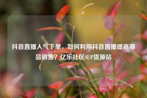 抖音直播人气下单，如何利用抖音直播提高商品销售？亿乐社区SUP货源站  第1张